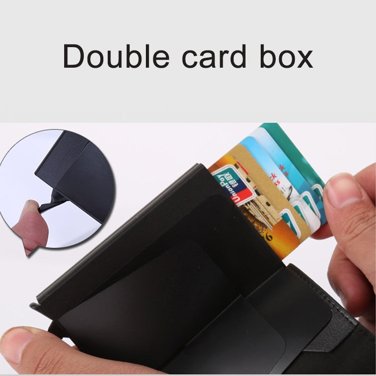 X-7 Antimagnetic RFID Multi-functional Aluminum Crazy Horse Texture Leather Card Bag Wallet(Coffee) - Antimagnetic RFID Package by buy2fix | Online Shopping UK | buy2fix