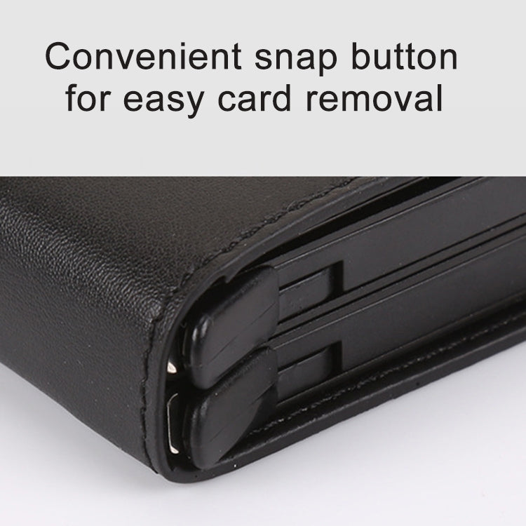 X-7 Antimagnetic RFID Multi-functional Aluminum Crazy Horse Texture Leather Card Bag Wallet(Coffee) - Antimagnetic RFID Package by buy2fix | Online Shopping UK | buy2fix