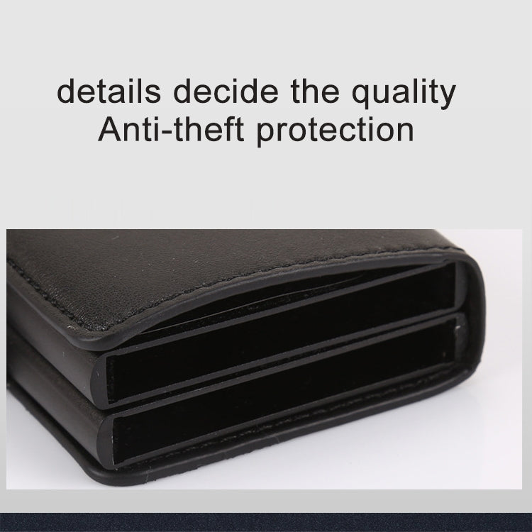 X-7 Antimagnetic RFID Multi-functional Aluminum Crazy Horse Texture Leather Card Bag Wallet(Dark Blue) - Antimagnetic RFID Package by buy2fix | Online Shopping UK | buy2fix