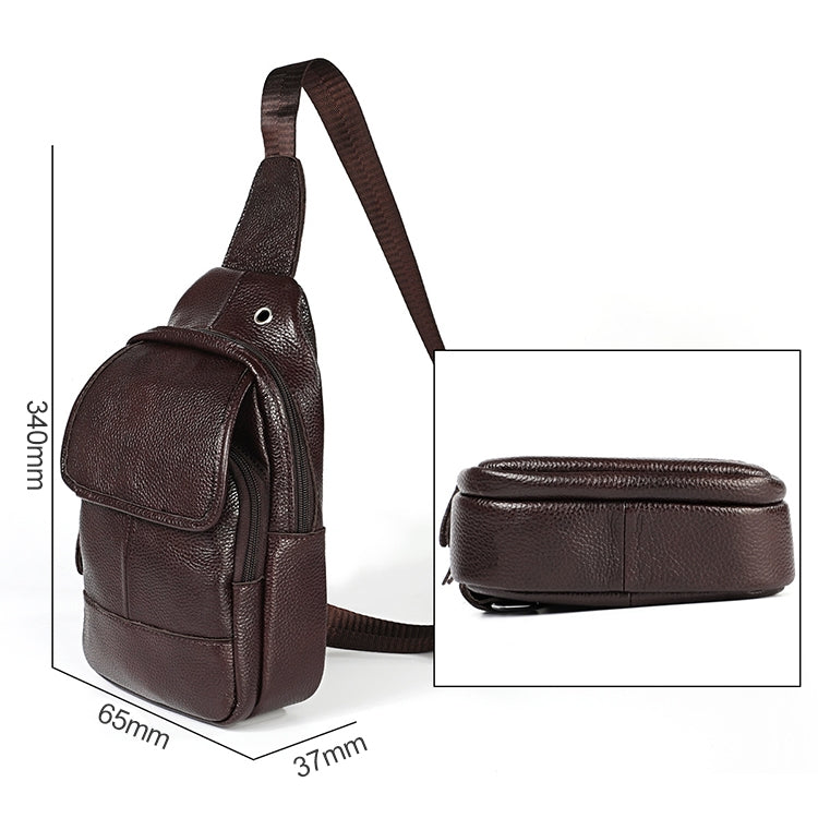 6023 Casual Litchi Texture Soft Face Full-grain Cowhide One Shoulder Crossbody Bag for Men(Brown) - Single-shoulder Bags by buy2fix | Online Shopping UK | buy2fix