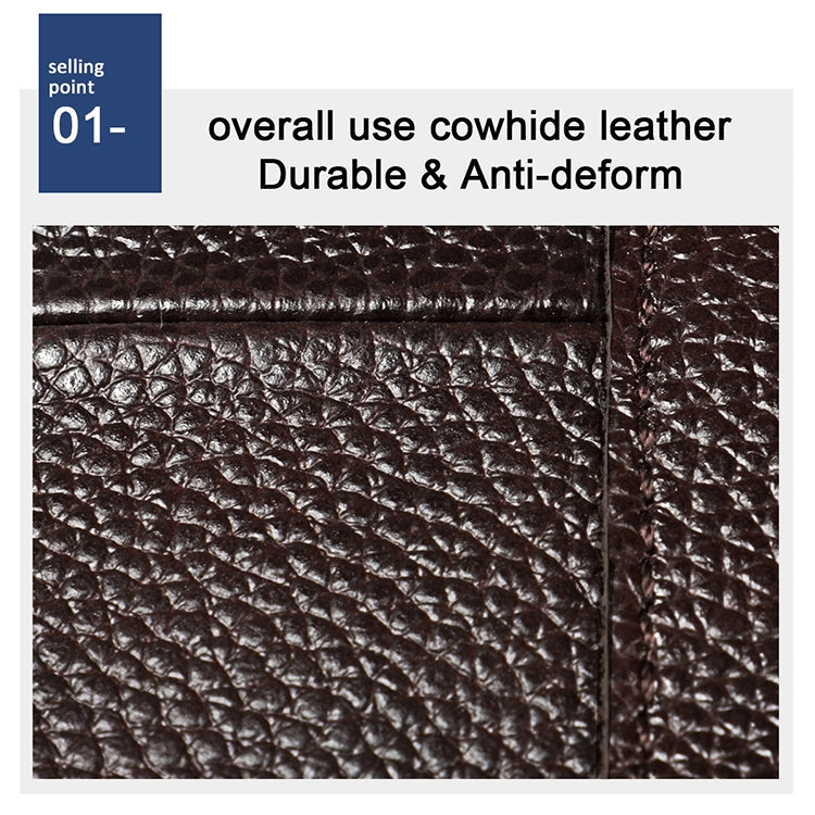 6023 Casual Litchi Texture Soft Face Full-grain Cowhide One Shoulder Crossbody Bag for Men(Brown) - Single-shoulder Bags by buy2fix | Online Shopping UK | buy2fix