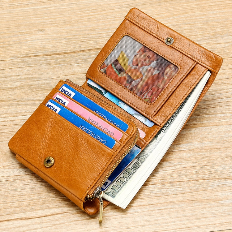 TP-191 Oil Wax Leather Multi-functional RFID Three-fold Wallet(Black) - Antimagnetic RFID Package by buy2fix | Online Shopping UK | buy2fix