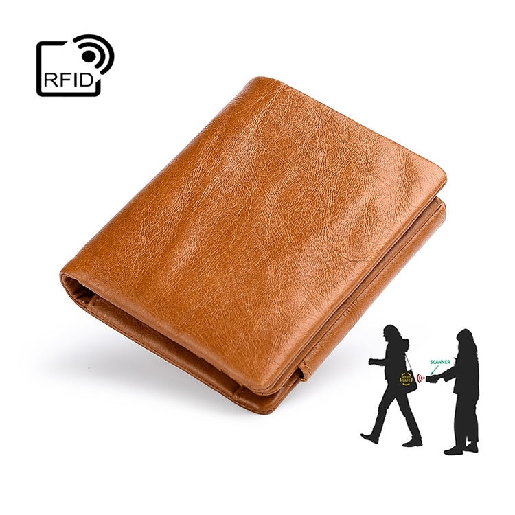 TP-191 Oil Wax Leather Multi-functional RFID Three-fold Wallet(Black) - Antimagnetic RFID Package by buy2fix | Online Shopping UK | buy2fix