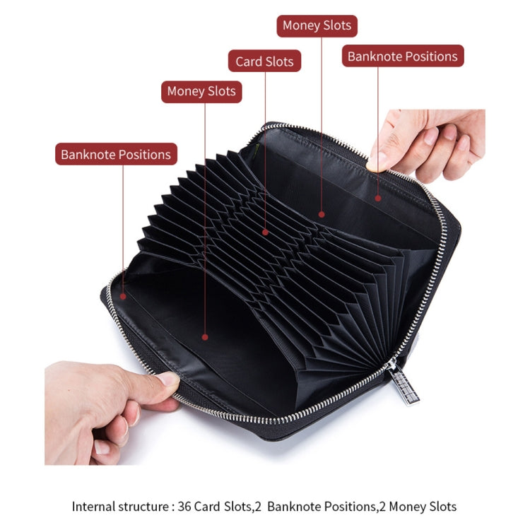 Two-Layer Cowhide Leather Organ Card Holder Multiple-Card RFID Anti-Theft Wallet Bag(Black) - Antimagnetic RFID Package by buy2fix | Online Shopping UK | buy2fix