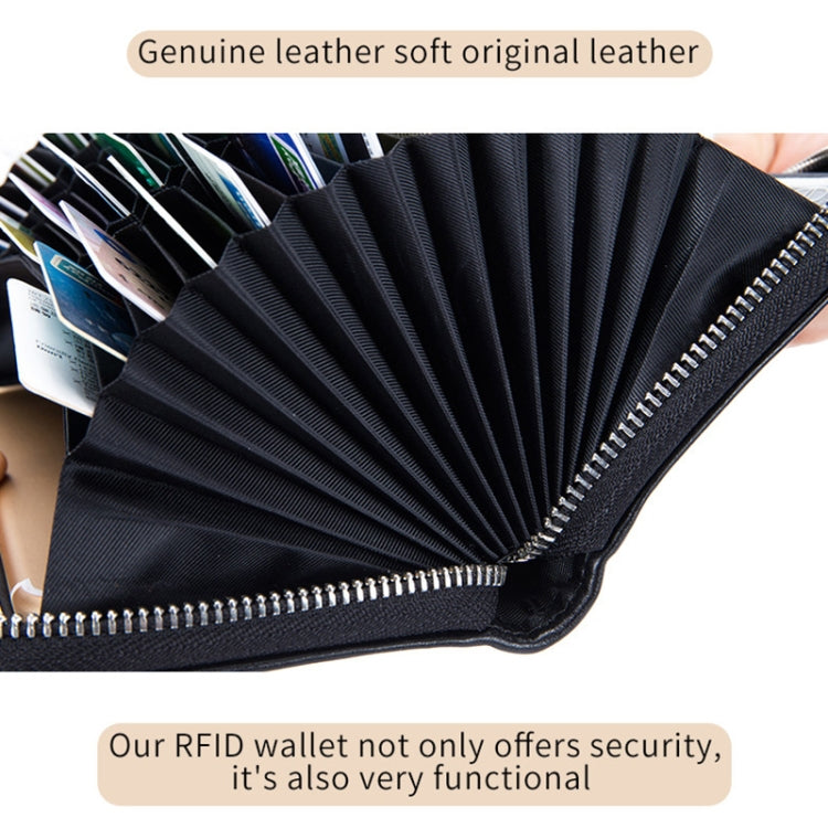 Two-Layer Cowhide Leather Organ Card Holder Multiple-Card RFID Anti-Theft Wallet Bag(Black) - Antimagnetic RFID Package by buy2fix | Online Shopping UK | buy2fix