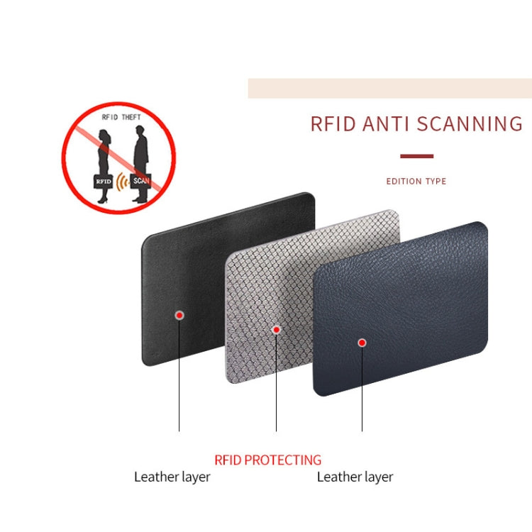 Two-Layer Cowhide Leather Organ Card Holder Multiple-Card RFID Anti-Theft Wallet Bag(Black) - Antimagnetic RFID Package by buy2fix | Online Shopping UK | buy2fix