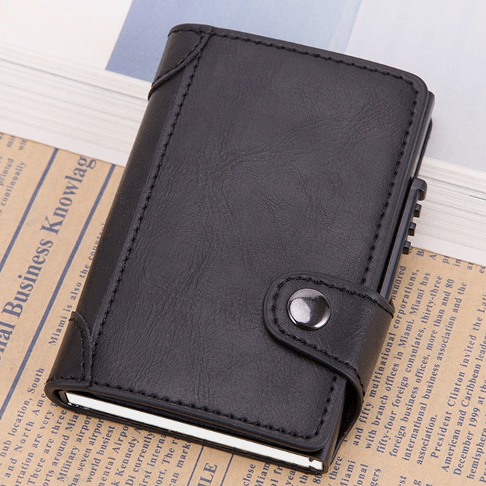 X-51 Automatically Pop-up Card Type Anti-magnetic RFID Anti-theft PU Leather Wallet with Card Slots(Black) - Antimagnetic RFID Package by buy2fix | Online Shopping UK | buy2fix