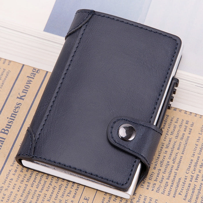 X-51 Automatically Pop-up Card Type Anti-magnetic RFID Anti-theft PU Leather Wallet with Card Slots(Blue) - Antimagnetic RFID Package by buy2fix | Online Shopping UK | buy2fix