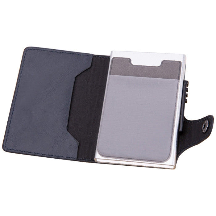 X-51 Automatically Pop-up Card Type Anti-magnetic RFID Anti-theft PU Leather Wallet with Card Slots(Blue) - Antimagnetic RFID Package by buy2fix | Online Shopping UK | buy2fix