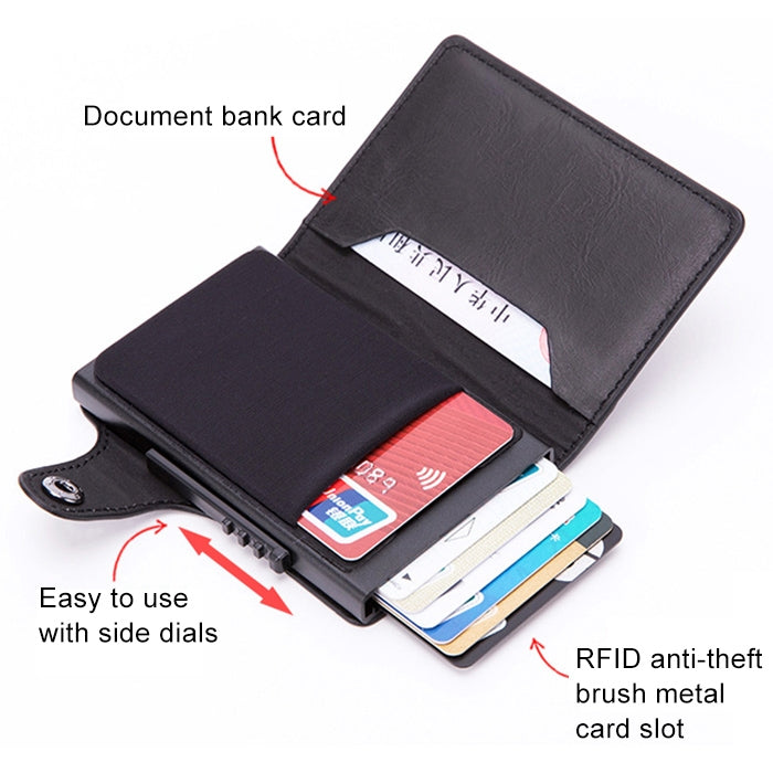 X-51 Automatically Pop-up Card Type Anti-magnetic RFID Anti-theft PU Leather Wallet with Card Slots(Blue) - Antimagnetic RFID Package by buy2fix | Online Shopping UK | buy2fix