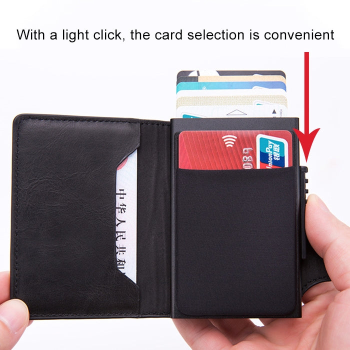 X-51 Automatically Pop-up Card Type Anti-magnetic RFID Anti-theft PU Leather Wallet with Card Slots(Blue) - Antimagnetic RFID Package by buy2fix | Online Shopping UK | buy2fix