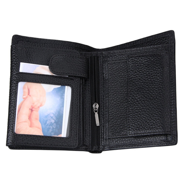 Genuine Cowhide Leather 3-folding Card Holder Wallet RFID Blocking Card Bag Protect Case for Men, Size: 13*10.2*2.5cm - Antimagnetic RFID Package by buy2fix | Online Shopping UK | buy2fix