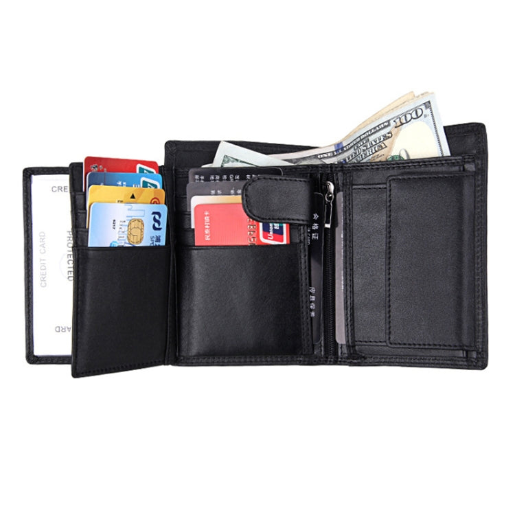 Genuine Cowhide Leather 3-folding Card Holder Wallet RFID Blocking Card Bag Protect Case for Men, Size: 13*10.2*2.5cm - Antimagnetic RFID Package by buy2fix | Online Shopping UK | buy2fix