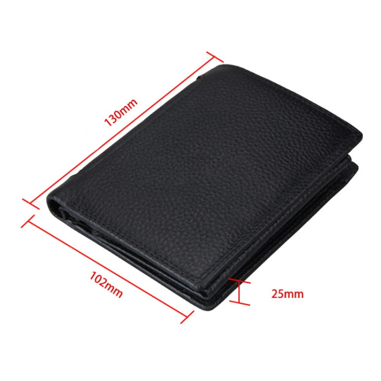 Genuine Cowhide Leather 3-folding Card Holder Wallet RFID Blocking Card Bag Protect Case for Men, Size: 13*10.2*2.5cm - Antimagnetic RFID Package by buy2fix | Online Shopping UK | buy2fix