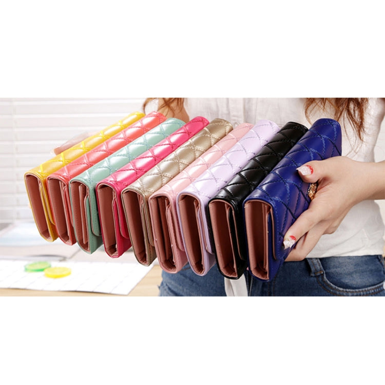 Fashion Argyles Texture Metal Crown 3-Folding Long Design PU Leather Wallet Coin Purse for Women(Gold) - Wallets by buy2fix | Online Shopping UK | buy2fix