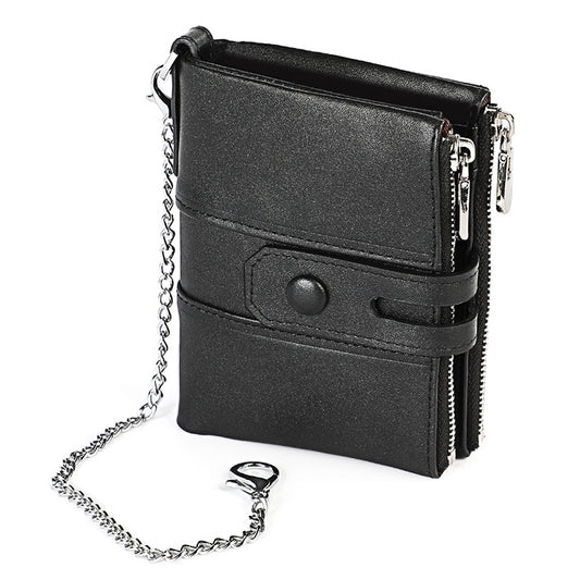 LT3529 Retro Crazy Horse Texture Double Zipper Anti-magnetic RFID Chain Wallet with Card Slots (Black) by buy2fix