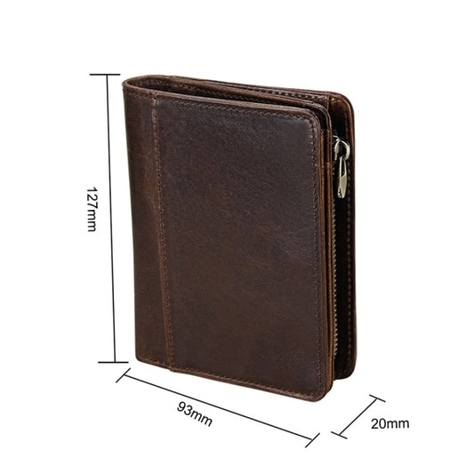 8231 Antimagnetic RFID Men Fashion Crazy Horse Textyure Genuine Leather Wallet Card Bag(Coffee) by buy2fix