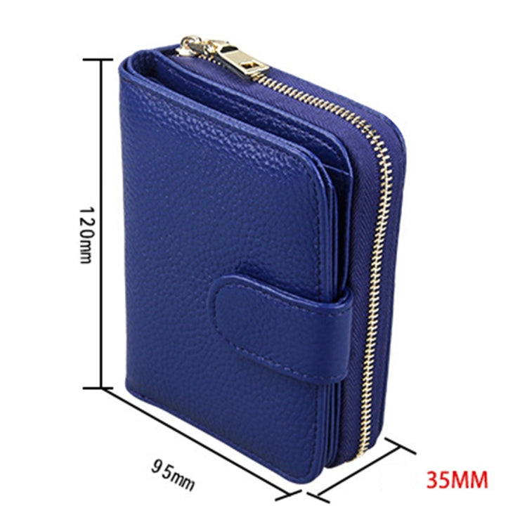 KB132 Female Style Full Grain Cow Leather Multifunctional RFID Wallet/ Card Bag/ Driving License Package(Blue) - Wallets by buy2fix | Online Shopping UK | buy2fix