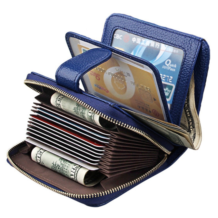 KB132 Female Style Full Grain Cow Leather Multifunctional RFID Wallet/ Card Bag/ Driving License Package(Blue) - Wallets by buy2fix | Online Shopping UK | buy2fix