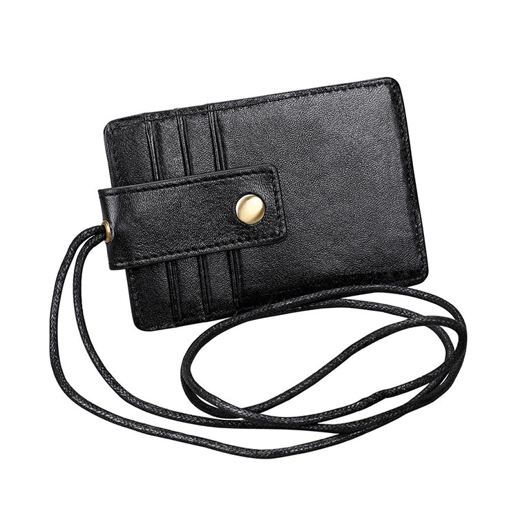 KB153 Antimagnetic RFID Leather Card Holder ID Card Badge with Lanyard(Black) - Antimagnetic RFID Package by buy2fix | Online Shopping UK | buy2fix