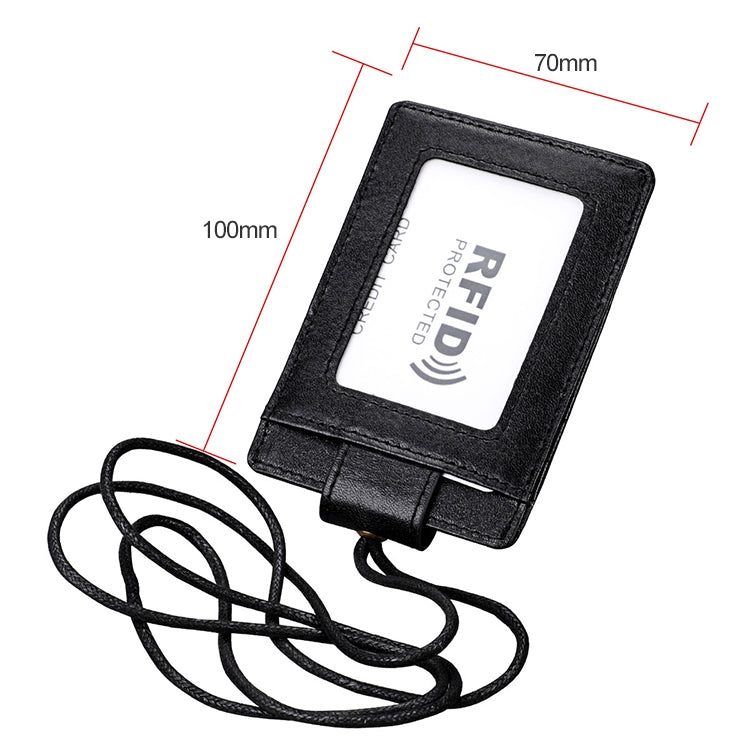 KB153 Antimagnetic RFID Leather Card Holder ID Card Badge with Lanyard(Black) - Antimagnetic RFID Package by buy2fix | Online Shopping UK | buy2fix