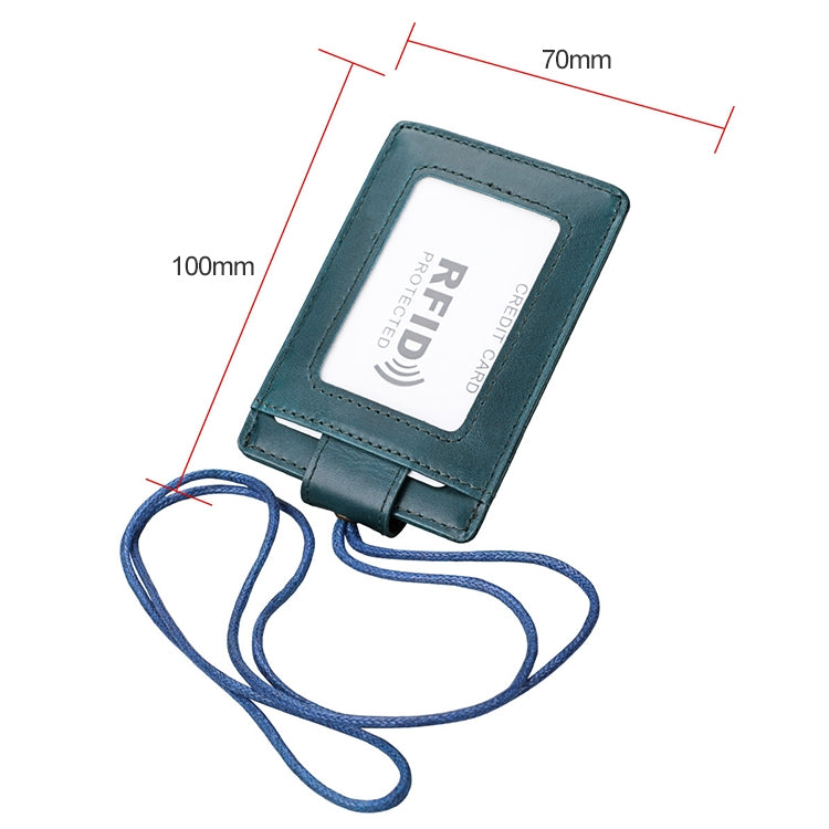 KB153 Antimagnetic RFID Leather Card Holder ID Card Badge with Lanyard(Blue) - Antimagnetic RFID Package by buy2fix | Online Shopping UK | buy2fix