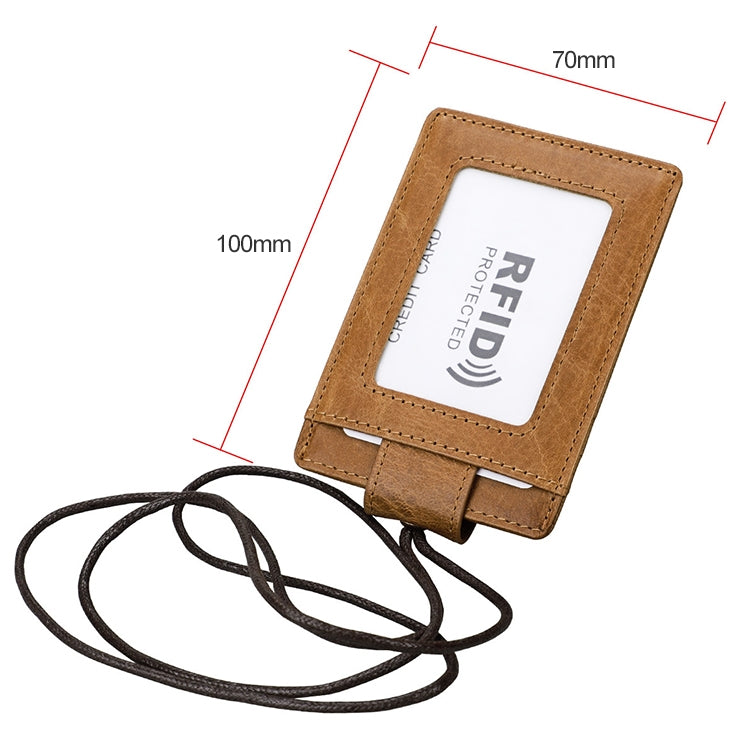KB153 Antimagnetic RFID Leather Card Holder ID Card Badge with Lanyard(Yellowish-brown) - Antimagnetic RFID Package by buy2fix | Online Shopping UK | buy2fix