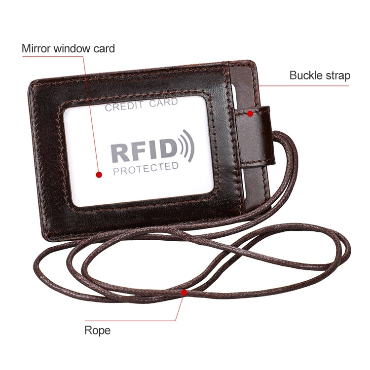KB153 Antimagnetic RFID Leather Card Holder ID Card Badge with Lanyard(Yellowish-brown) - Antimagnetic RFID Package by buy2fix | Online Shopping UK | buy2fix