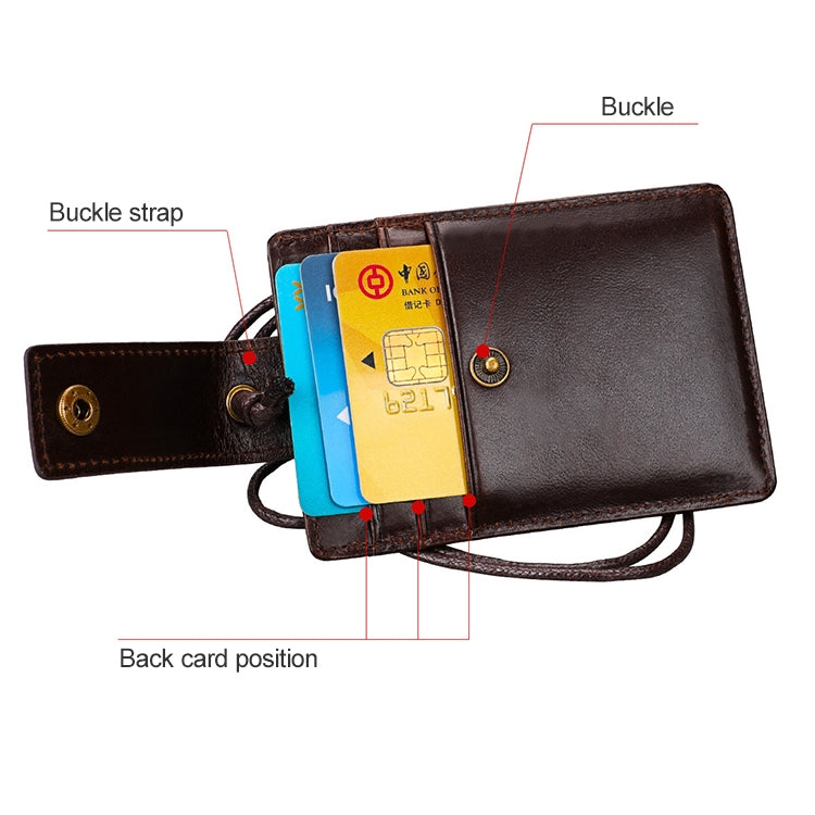KB153 Antimagnetic RFID Leather Card Holder ID Card Badge with Lanyard(Yellowish-brown) - Antimagnetic RFID Package by buy2fix | Online Shopping UK | buy2fix