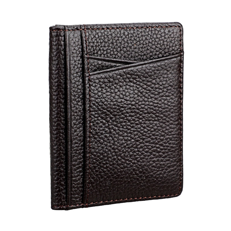 KB173 Ultrathin Litchi Texture Leather Card Holder Certificate Bag(Coffee) - Card & Passport Bags by buy2fix | Online Shopping UK | buy2fix