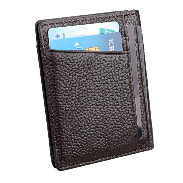 KB173 Ultrathin Litchi Texture Leather Card Holder Certificate Bag(Coffee) - Card & Passport Bags by buy2fix | Online Shopping UK | buy2fix