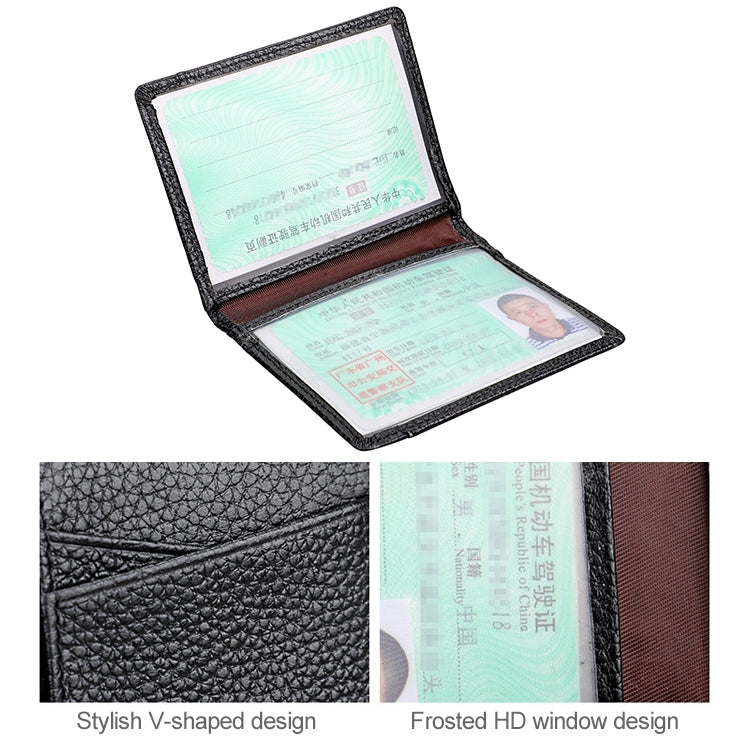 KB173 Ultrathin Litchi Texture Leather Card Holder Certificate Bag(Coffee) - Card & Passport Bags by buy2fix | Online Shopping UK | buy2fix