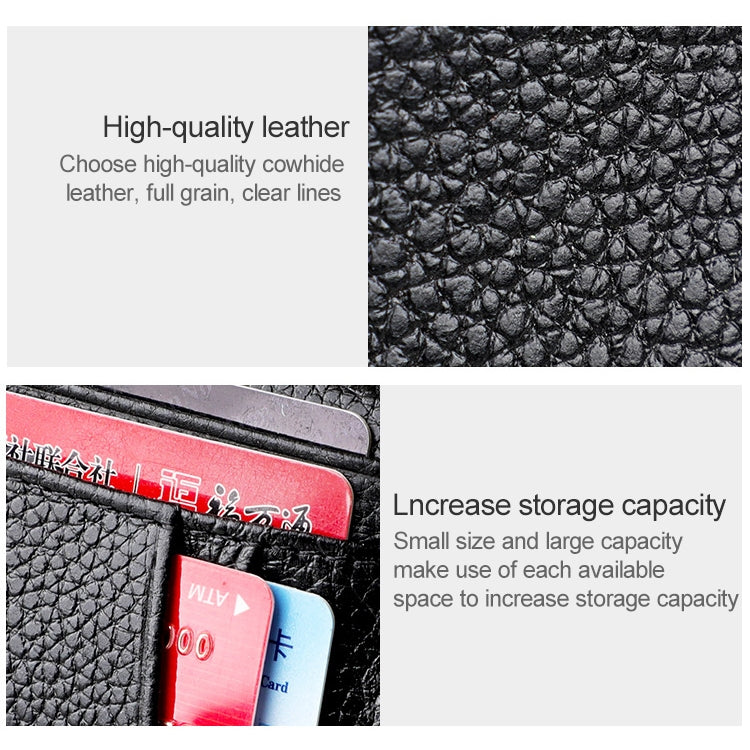 KB173 Ultrathin Litchi Texture Leather Card Holder Certificate Bag(Coffee) - Card & Passport Bags by buy2fix | Online Shopping UK | buy2fix