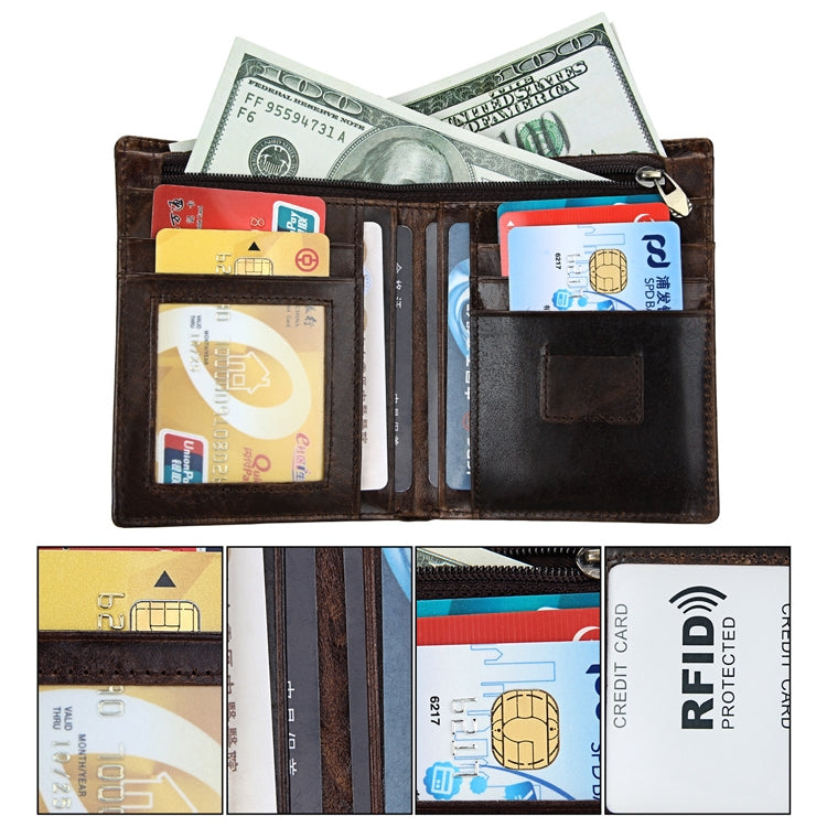 8232 Antimagnetic RFID Men Oil Wax Leather Wallet with Detachable Card Holder - Antimagnetic RFID Package by buy2fix | Online Shopping UK | buy2fix