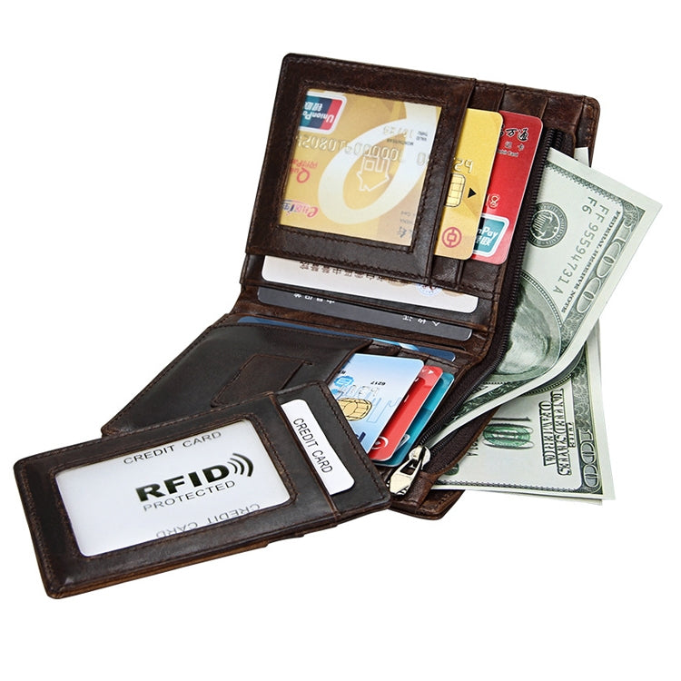 8232 Antimagnetic RFID Men Oil Wax Leather Wallet with Detachable Card Holder - Antimagnetic RFID Package by buy2fix | Online Shopping UK | buy2fix