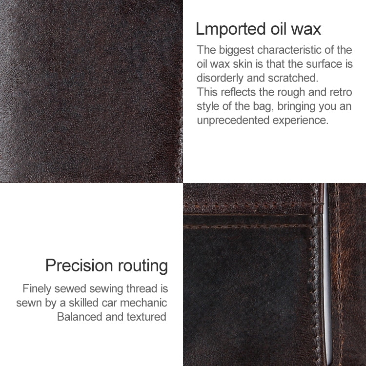8232 Antimagnetic RFID Men Oil Wax Leather Wallet with Detachable Card Holder - Antimagnetic RFID Package by buy2fix | Online Shopping UK | buy2fix
