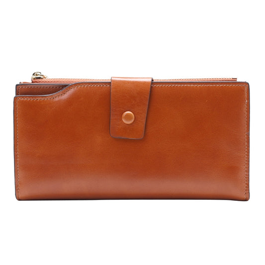 8236 Antimagnetic RFID Multi-function Oil Wax Leather Lady Wallet Large-capacity Purse (Yellow) by buy2fix