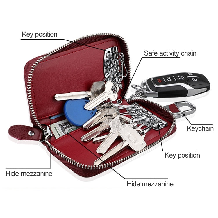 9101 Multi-function Waist Hanging Oil Wax Leather Zipper Wallet Keys Holder Bag(Peacock Blue) - Wallets by buy2fix | Online Shopping UK | buy2fix