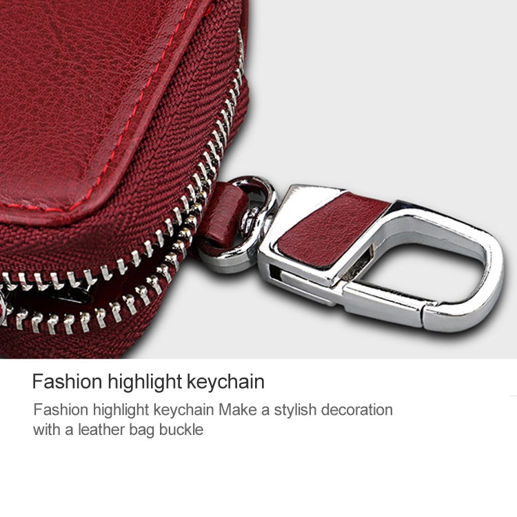9101 Multi-function Waist Hanging Oil Wax Leather Zipper Wallet Keys Holder Bag(Peacock Blue) - Wallets by buy2fix | Online Shopping UK | buy2fix