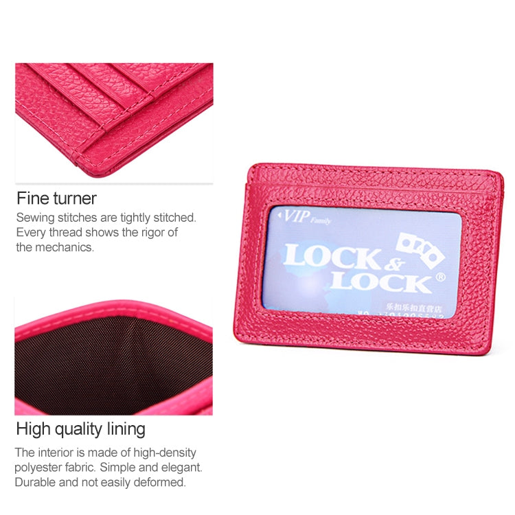 KB37 Antimagnetic RFID Litchi Texture Leather Card Holder Wallet Billfold for Men and Women (Rose Red) - Antimagnetic RFID Package by buy2fix | Online Shopping UK | buy2fix