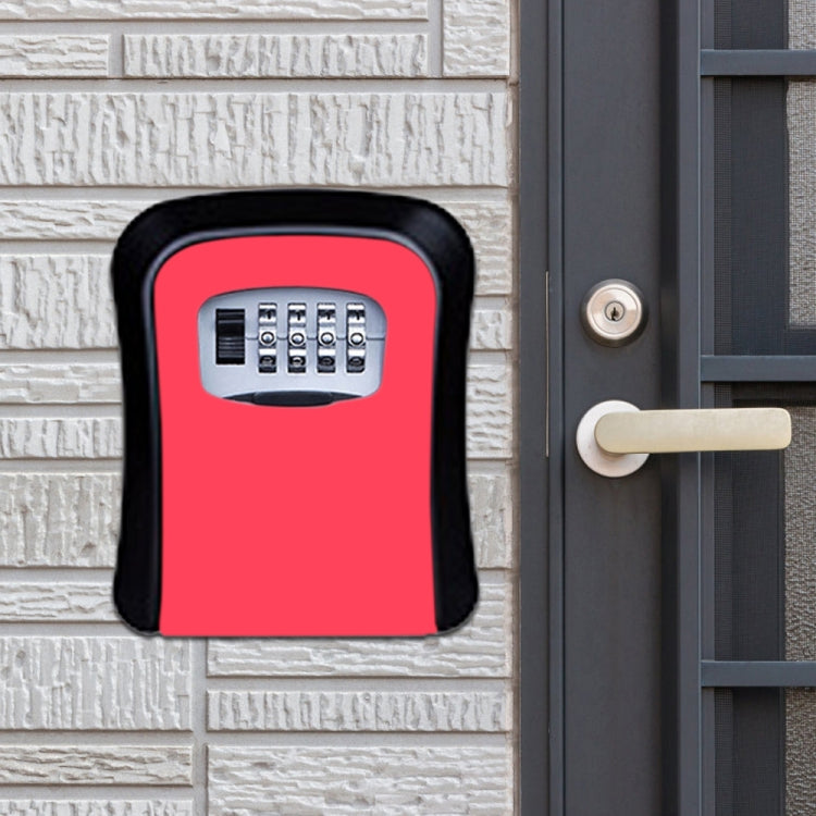 Password Lock Metal Storage Box Door Security Box Wall Cabinet Key Safety Box(Red) - Safety Box by buy2fix | Online Shopping UK | buy2fix