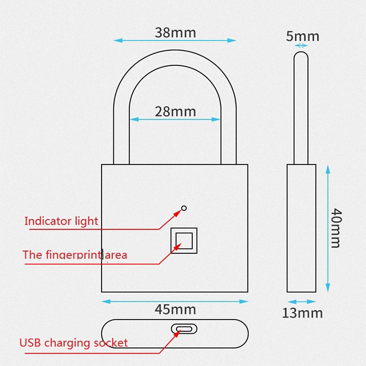 Stainless Steel Automatic Intelligent Fingerprint Padlock Electronic Lock, 10 Fingerprint Edition(Silver) - Padlocks by buy2fix | Online Shopping UK | buy2fix