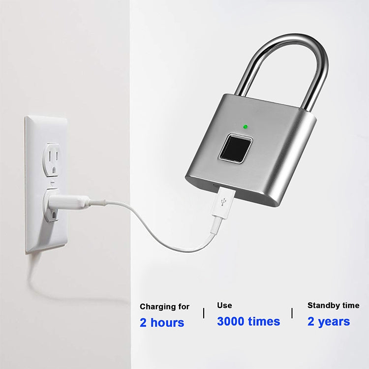 Stainless Steel Automatic Intelligent Fingerprint Padlock Electronic Lock, 10 Fingerprint Edition(Silver) - Padlocks by buy2fix | Online Shopping UK | buy2fix
