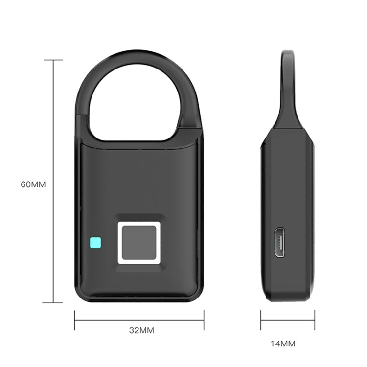 P5 3.7V Micro USB Charging Semiconductor Fingerprint Sensing Small Padlock - Padlocks by buy2fix | Online Shopping UK | buy2fix