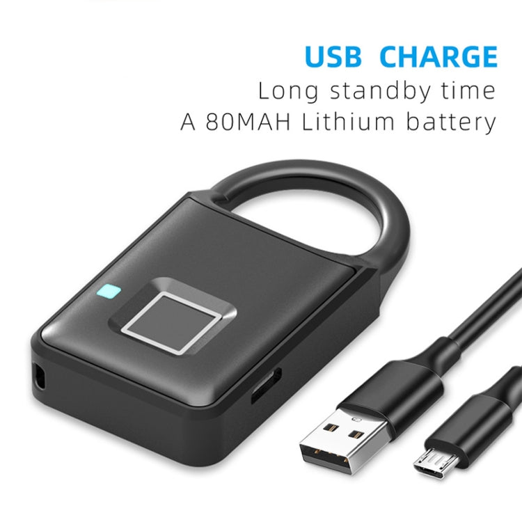 P5 3.7V Micro USB Charging Semiconductor Fingerprint Sensing Small Padlock - Padlocks by buy2fix | Online Shopping UK | buy2fix
