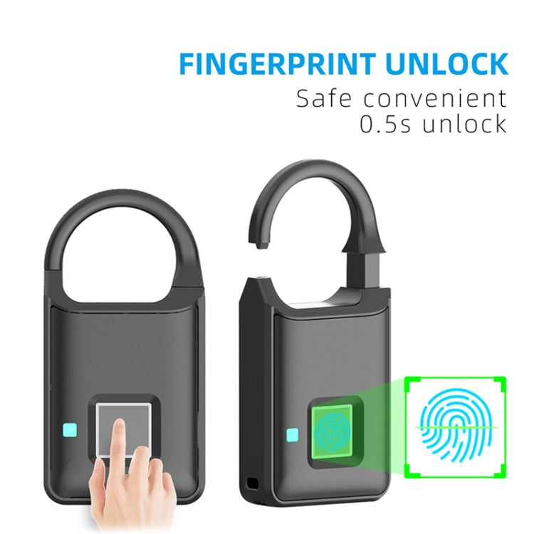 P5 3.7V Micro USB Charging Semiconductor Fingerprint Sensing Small Padlock - Padlocks by buy2fix | Online Shopping UK | buy2fix