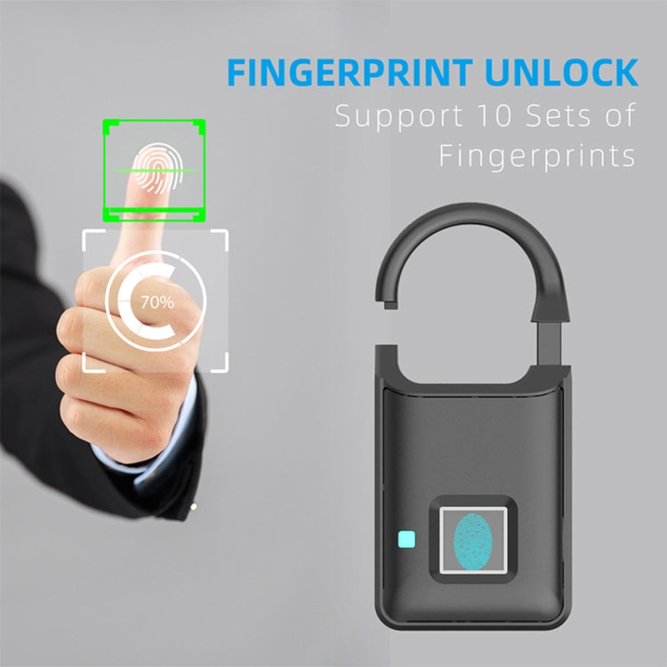 P5 3.7V Micro USB Charging Semiconductor Fingerprint Sensing Small Padlock - Padlocks by buy2fix | Online Shopping UK | buy2fix