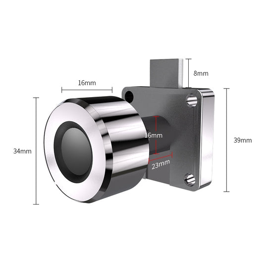 T21FB Micro USB Charging Zinc Alloy Smart Fingerprint + Bluetooth Single Open Drawer Lock File Cabinet Lock by buy2fix