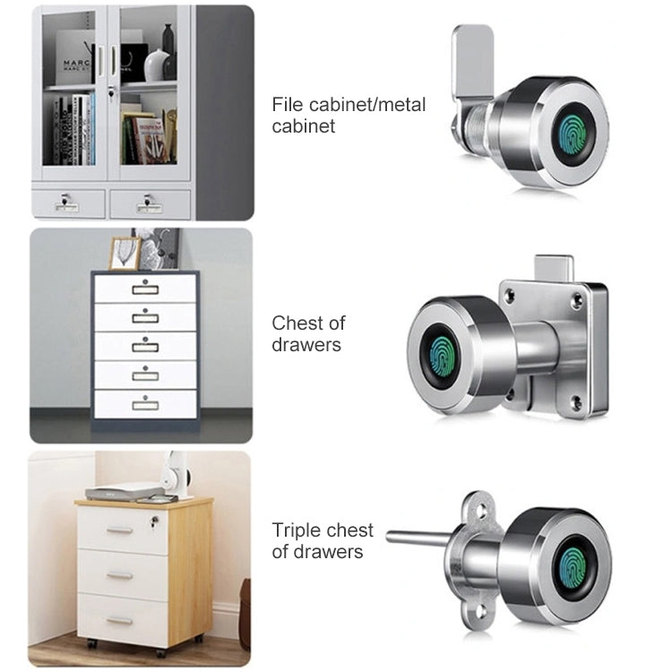 T23FB Micro USB Charging Zinc Alloy Smart Fingerprint + Bluetooth Triple Linkage Open Drawer Lock File Cabinet Lock - Door Locks & Cabinet Locks by buy2fix | Online Shopping UK | buy2fix