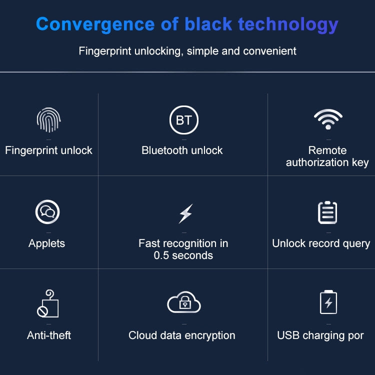 T23FB Micro USB Charging Zinc Alloy Smart Fingerprint + Bluetooth Triple Linkage Open Drawer Lock File Cabinet Lock - Door Locks & Cabinet Locks by buy2fix | Online Shopping UK | buy2fix